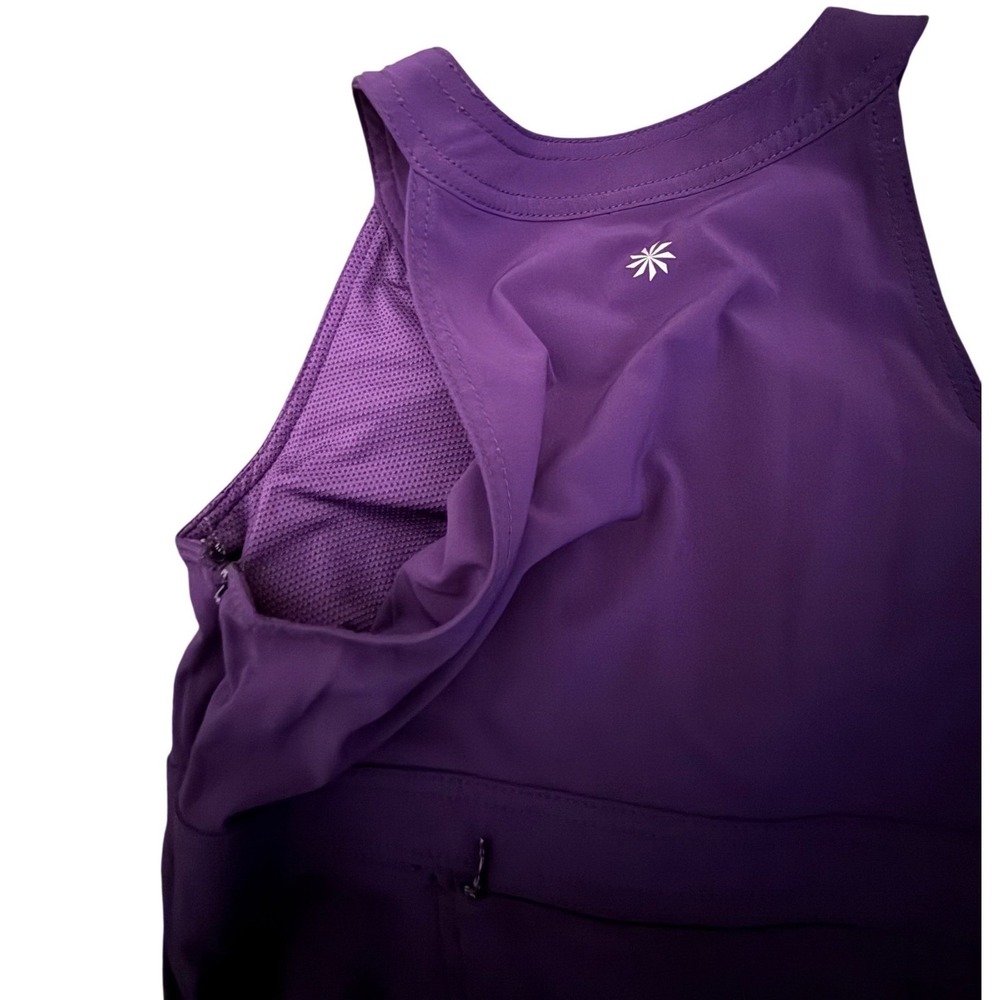 Athleta Purple High Neck Racerback Athletic Dress Zip Pocket 819756 Size6 - Picture 2 of 12